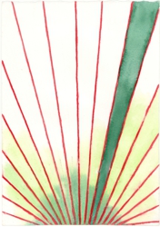 Imagen de acurela titulada "Senderos de resplandor de verdes & rojo"