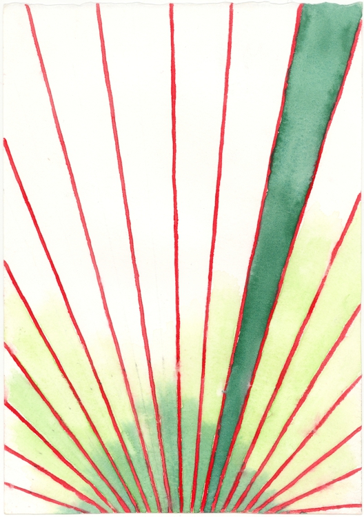 Imagen de acurela titulada "Senderos de resplandor de verdes & rojo"